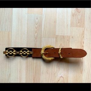 Vintage Brown and Gold Italian Genuine Leather Belt